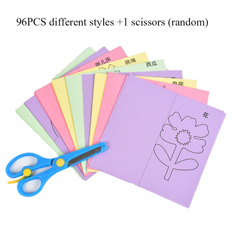 Educational Kids Craft: 96 Pcs Cartoon Paper Art Set