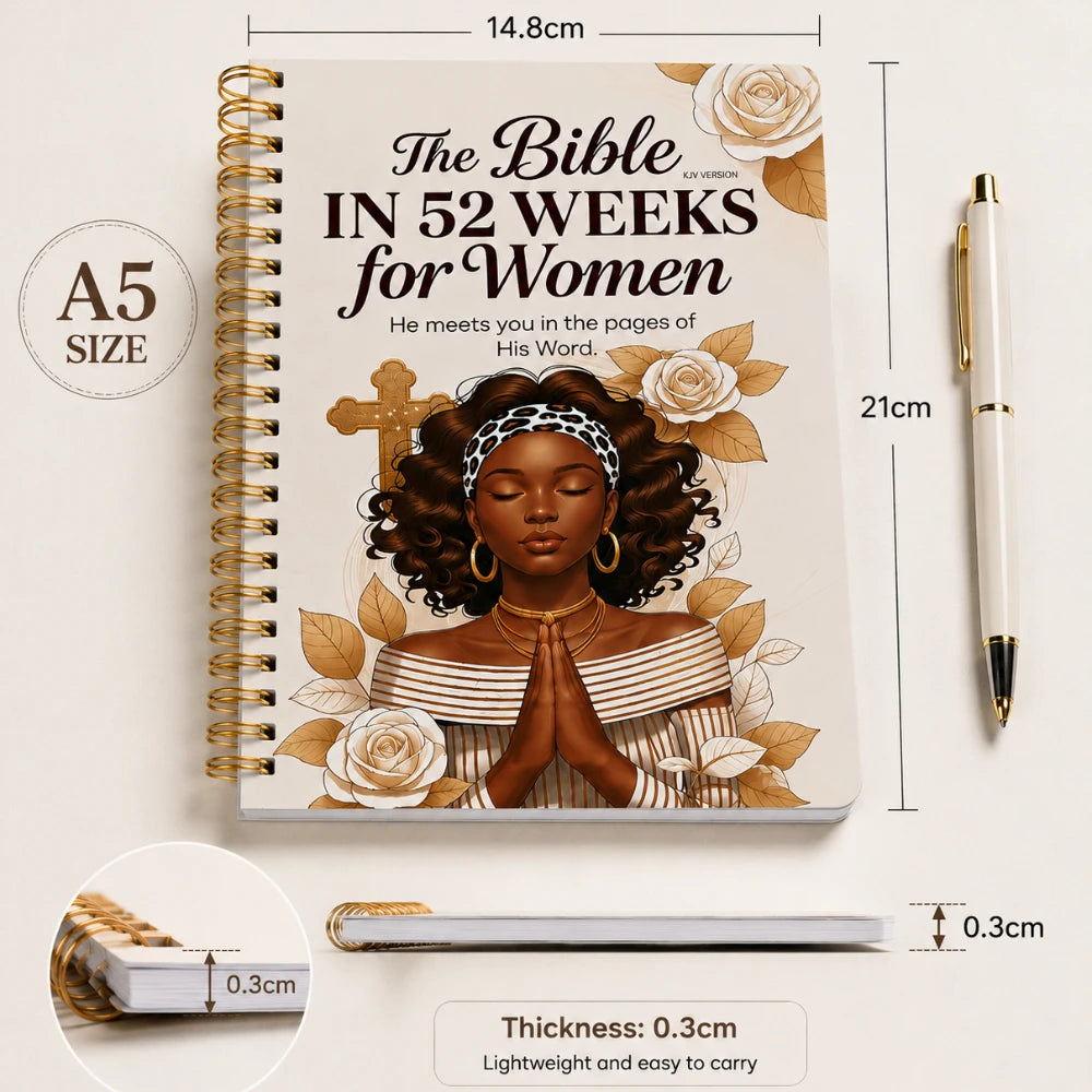 Floral Bible Study Planner Notebook | 52 Week Christian Devotional Journal Spiral Bound Organizer for Women