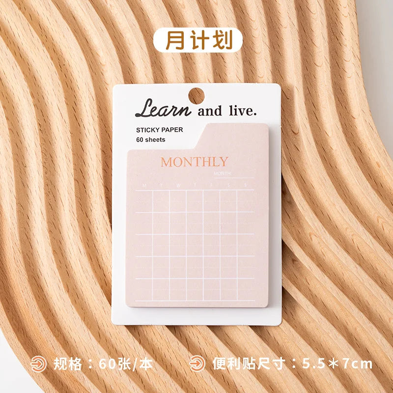 60 Pages Memo Pad Self-adhesive Mini List Note Paper Dual Daily Scheduler Planner Yearly Office Plan