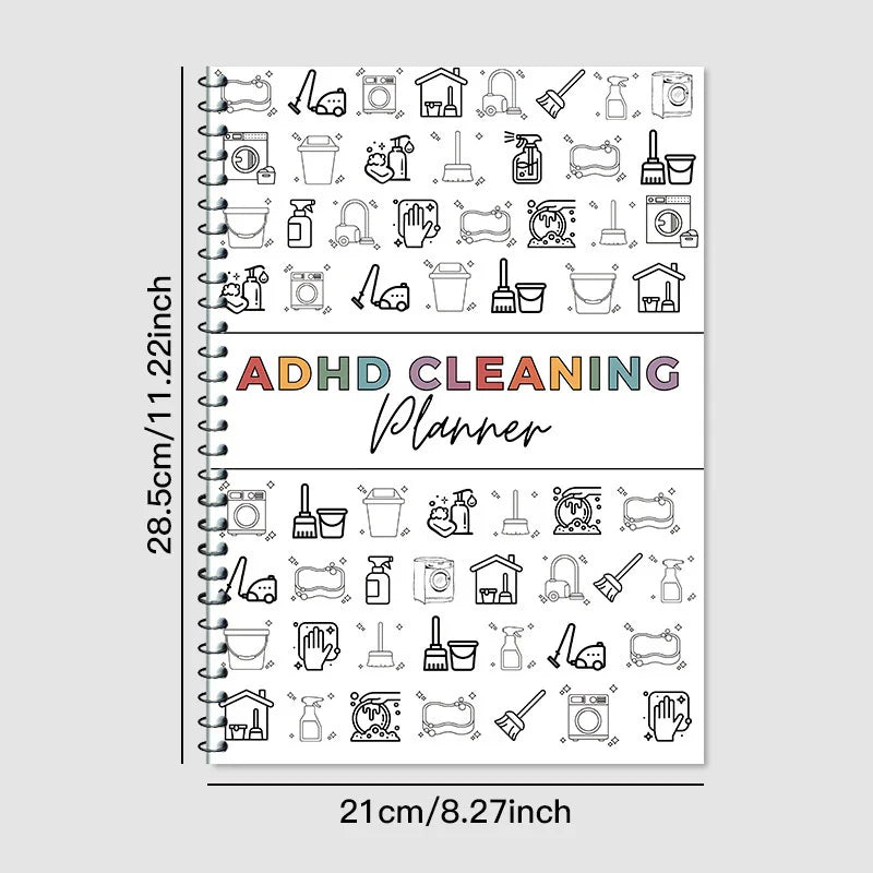 ADHD Cleaning Planner Book Bundle – Includes Home Cleaning Schedule, Weekly, Monthly, Year-Round Cleanliness Tips, Family Chore Chart