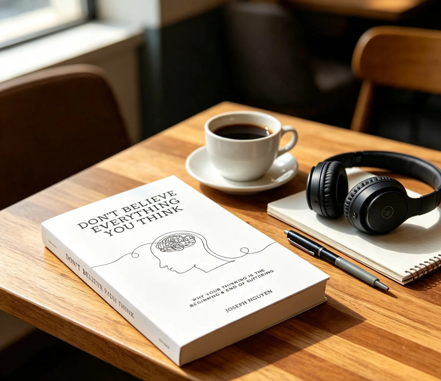 Mind Awareness Hardcover Notebook Minimal Line Art Brain Design Journal Mental Growth Self Reflection Writing Notebook
