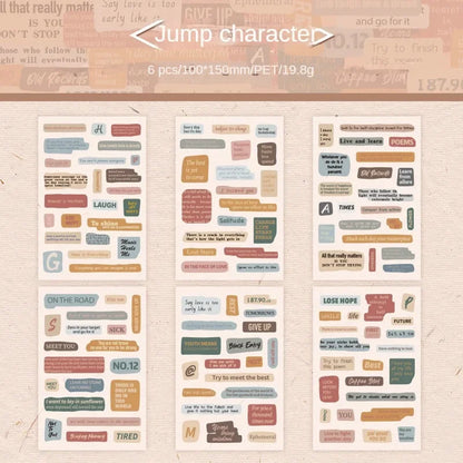 JIANWU Vintage Text PET Stickers - DIY Journal Stationery