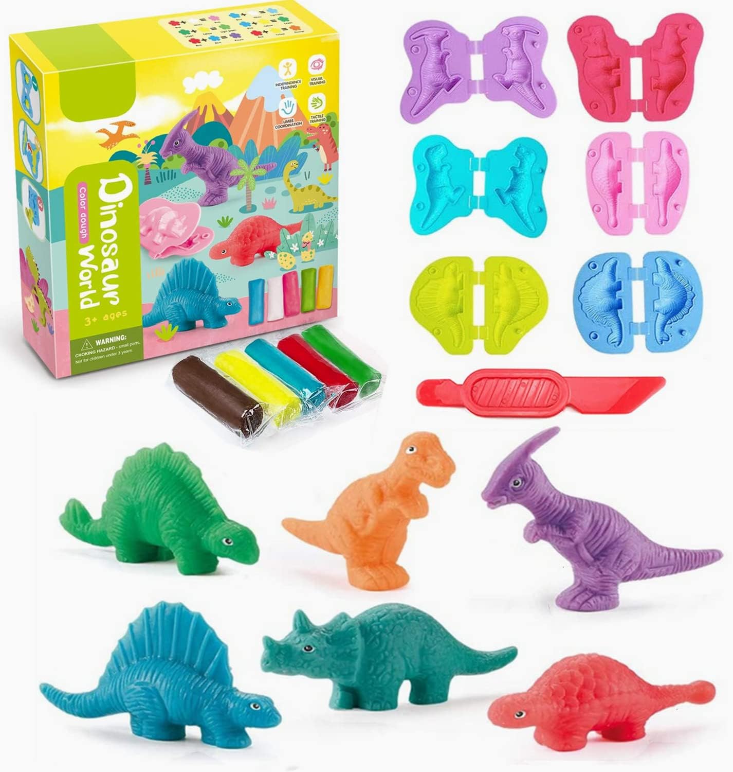 Playdough Dinosaur Set - Air Dry Clay & Molds for Kids