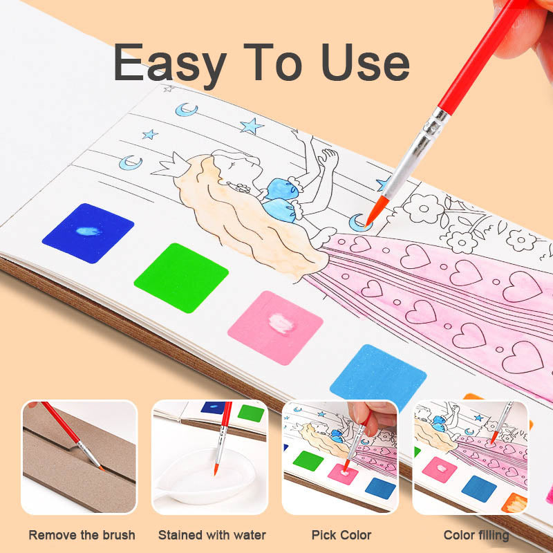 Watercolor Painting Book with Brush - Portable Art Fun