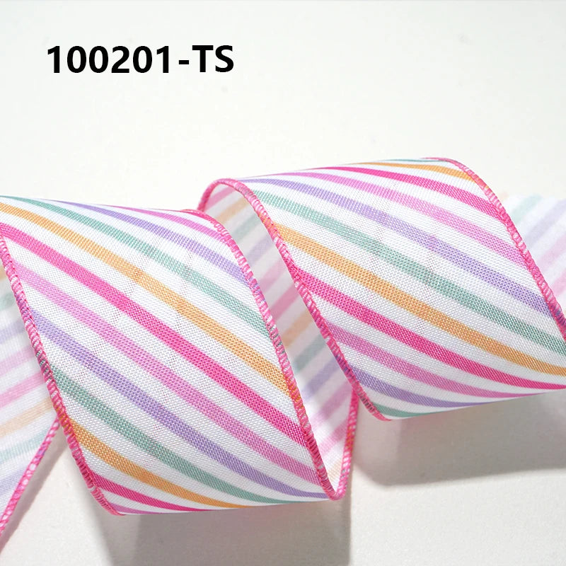 Easter Wired Edge Ribbon 63mm - 5 Yards for DIY Crafts