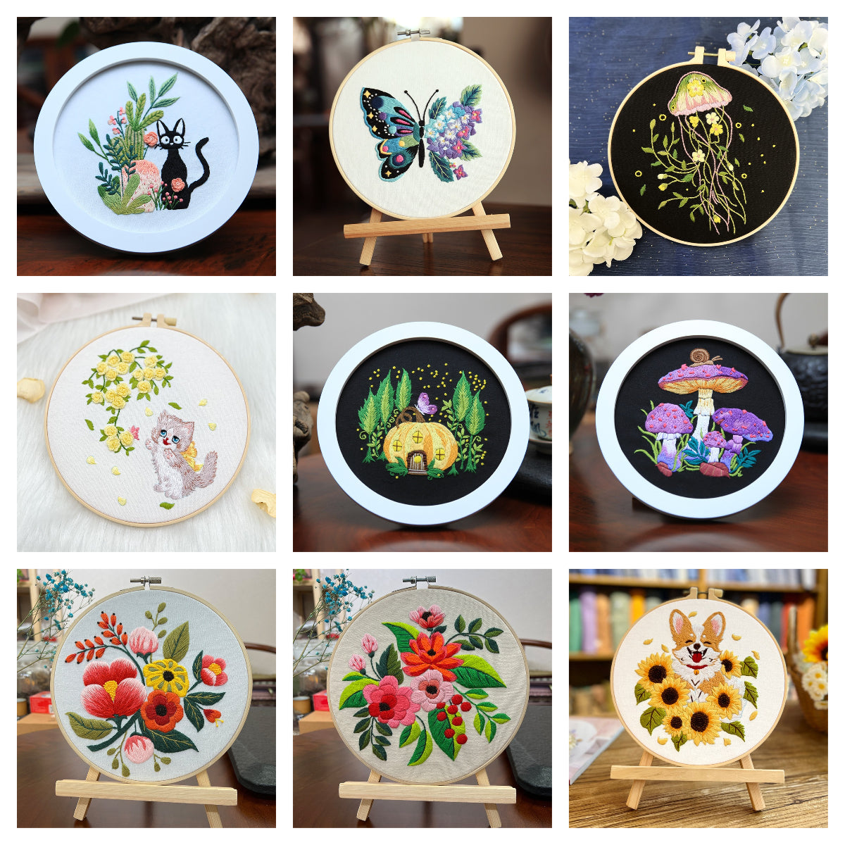 Embroidery Kit: Beginner Cross Stitch Flower Set