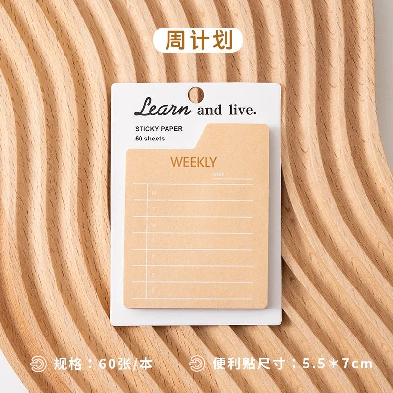 60 Pages Memo Pad Self-adhesive Mini List Note Paper Dual Daily Scheduler Planner Yearly Office Plan