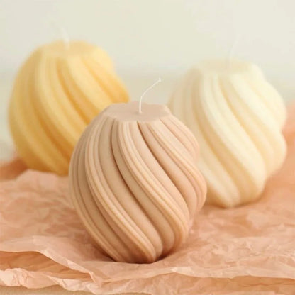 Silicone Mold: 3D Rotating Pillar Candle Mold - Geometric Wave Silicone Mould