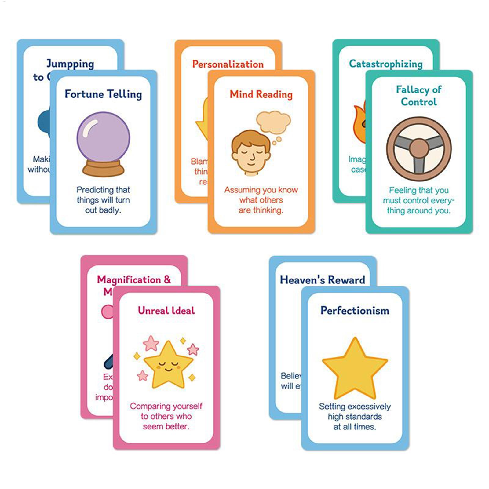 110pcs/set Cognitive Behavioral Therapy Cards CBT Flashcards Mindfulness Tools for Anxiety & Stress Relief, Adults Teens Therapy