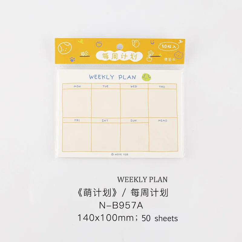 JIANWU 100sheets/50sheets Cute Plan Series Memo Pad Kawaii To Do List Weekly Plan Daily Plan Stationery School Office Supplies