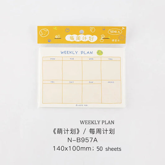 JIANWU 100sheets/50sheets Cute Plan Series Memo Pad Kawaii To Do List Weekly Plan Daily Plan Stationery School Office Supplies