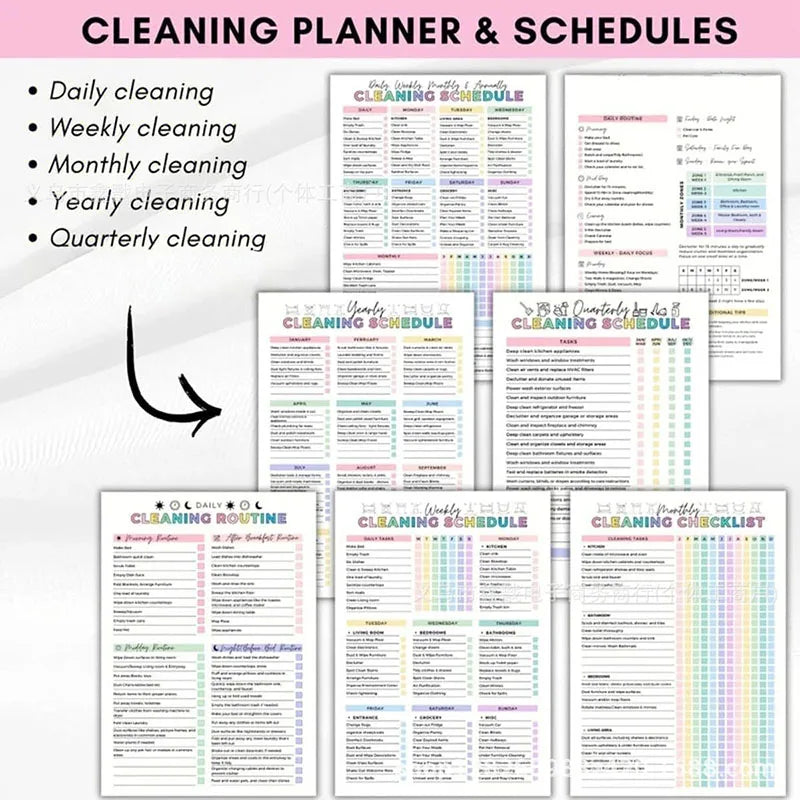 ADHD Cleaning Planner Book Bundle – Includes Home Cleaning Schedule, Weekly, Monthly, Year-Round Cleanliness Tips, Family Chore Chart