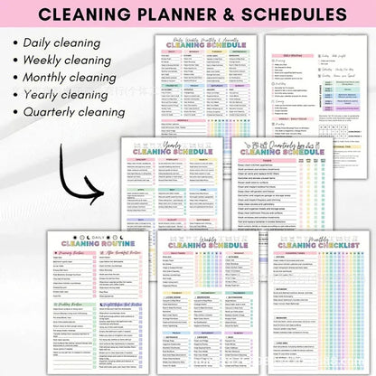 ADHD Cleaning Planner Book Bundle – Includes Home Cleaning Schedule, Weekly, Monthly, Year-Round Cleanliness Tips, Family Chore Chart
