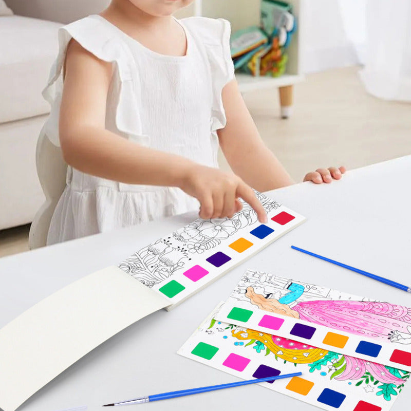 Watercolor Painting Book with Brush - Portable Art Fun