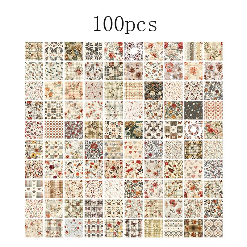 Scrapbooking Vintage Paper Set: 100pcs Retro Stationery & Scrapbooking