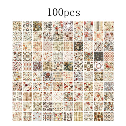 Scrapbooking Vintage Paper Set: 100pcs Retro Stationery & Scrapbooking