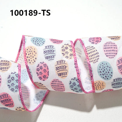 Easter Wired Edge Ribbon 63mm - 5 Yards for DIY Crafts