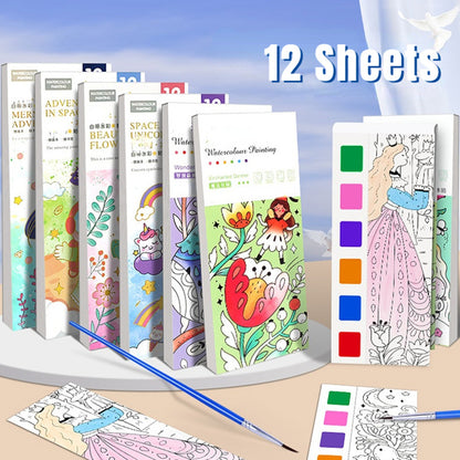 Watercolor Painting Book with Brush - Portable Art Fun