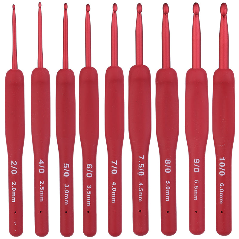 Crochet Hook: Ergonomic Red Crochet Hooks - 9PCS for Arthritic Hands