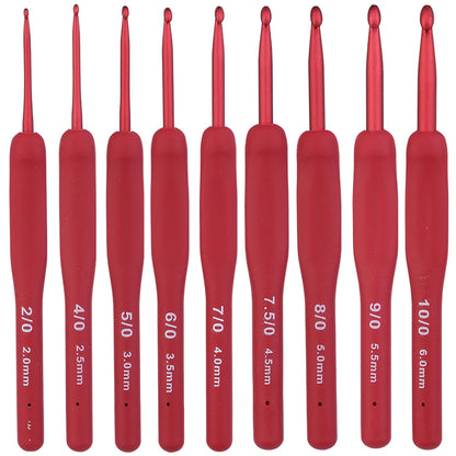Crochet Hook: Ergonomic Red Crochet Hooks - 9PCS for Arthritic Hands