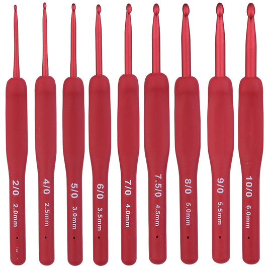Crochet Hook: Ergonomic Red Crochet Hooks - 9PCS for Arthritic Hands