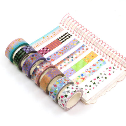 Silver Foil Rainbow Stars Washi Tape - 10M for Scrapbooking