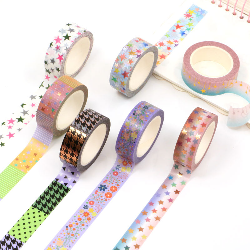 Silver Foil Rainbow Stars Washi Tape - 10M for Scrapbooking