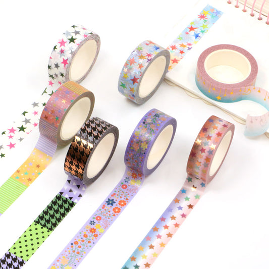 Silver Foil Rainbow Stars Washi Tape - 10M for Scrapbooking