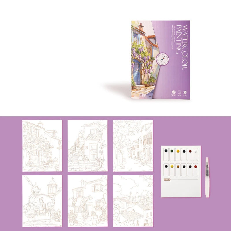 Watercolor Painting Sets - 6 Creative Kits with Paper & Pen