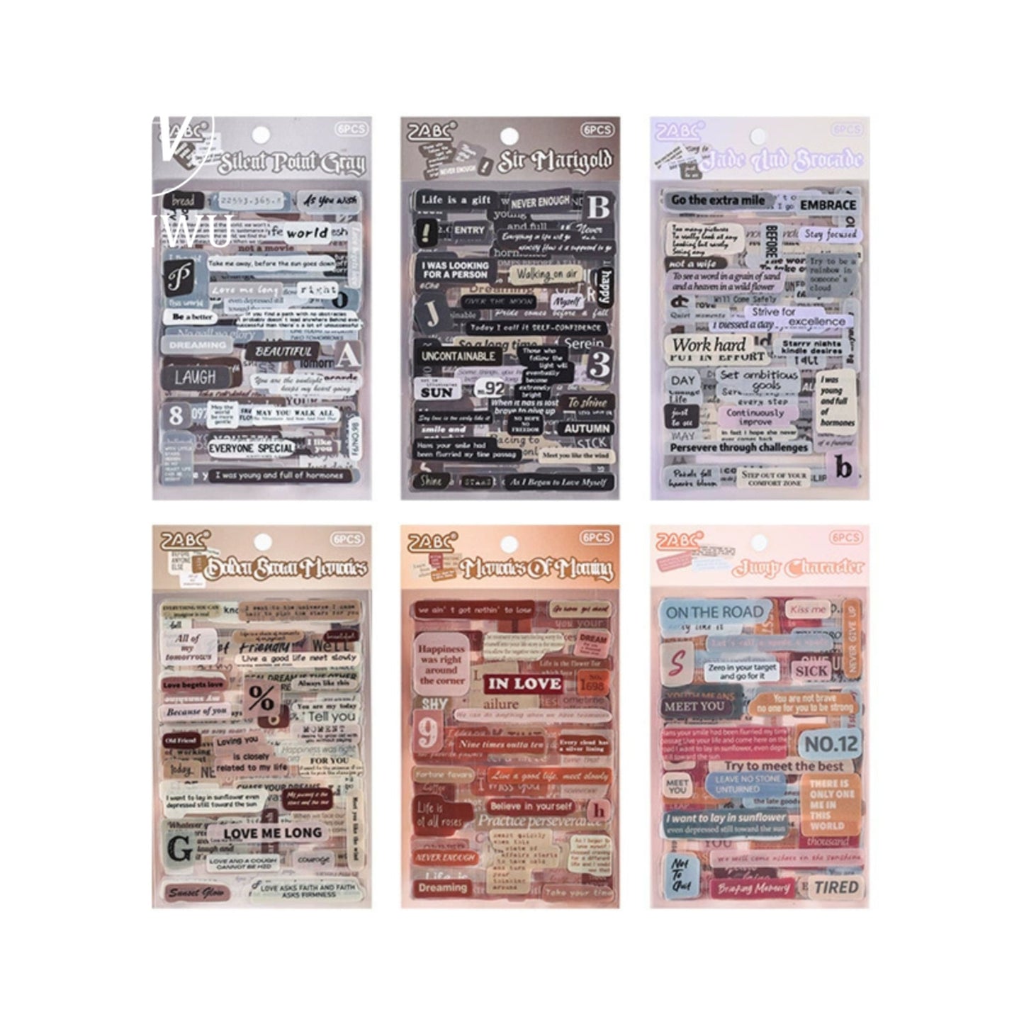 JIANWU Vintage Text PET Stickers - DIY Journal Stationery