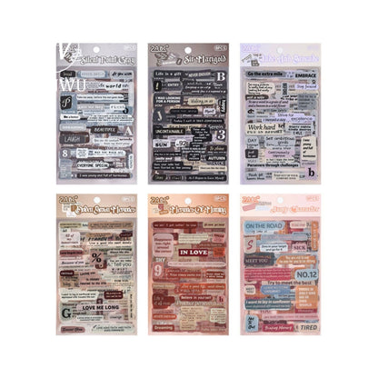 JIANWU Vintage Text PET Stickers - DIY Journal Stationery