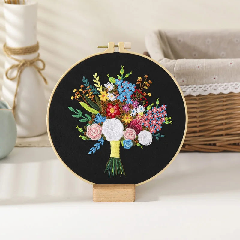 Embroidery Kit: Beginner Cross Stitch Flower Set