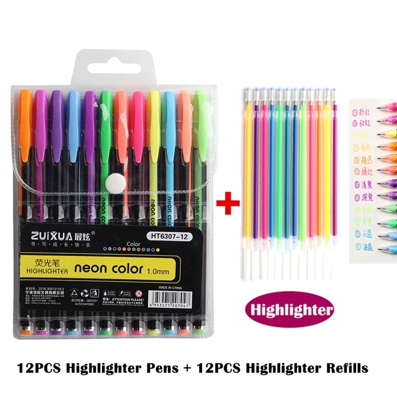 Gel Pens: Metallic Glitter Gel Pens 12/24Pcs for Art & Journals