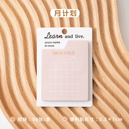 60 Pages Memo Pad Self-adhesive Mini List Note Paper Dual Daily Scheduler Planner Yearly Office Plan