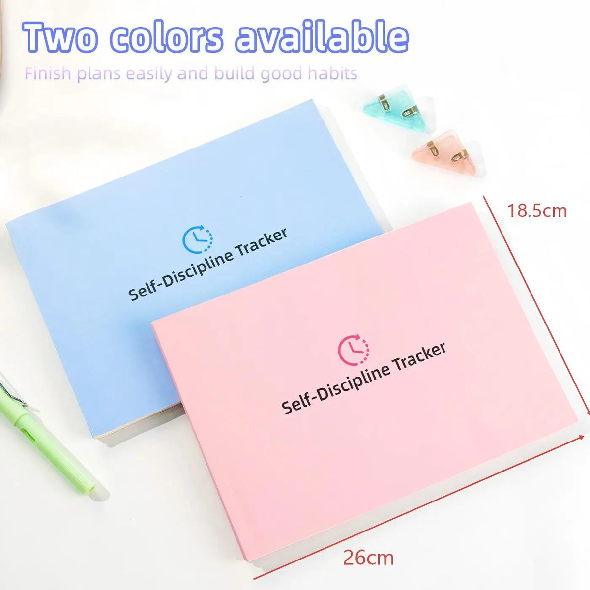 Self‑Discipline Tracker Notebook Habit Planner Journal Daily Weekly Goal Tracker Log Book Sky Blue Sakura Pink for Students Home