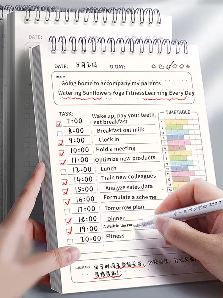 A5 Daily Planner Notebook - 160 Pages for Office & School