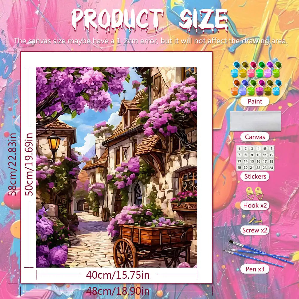 DIY Painting By Numbers: Flower House Canvas Art Kit