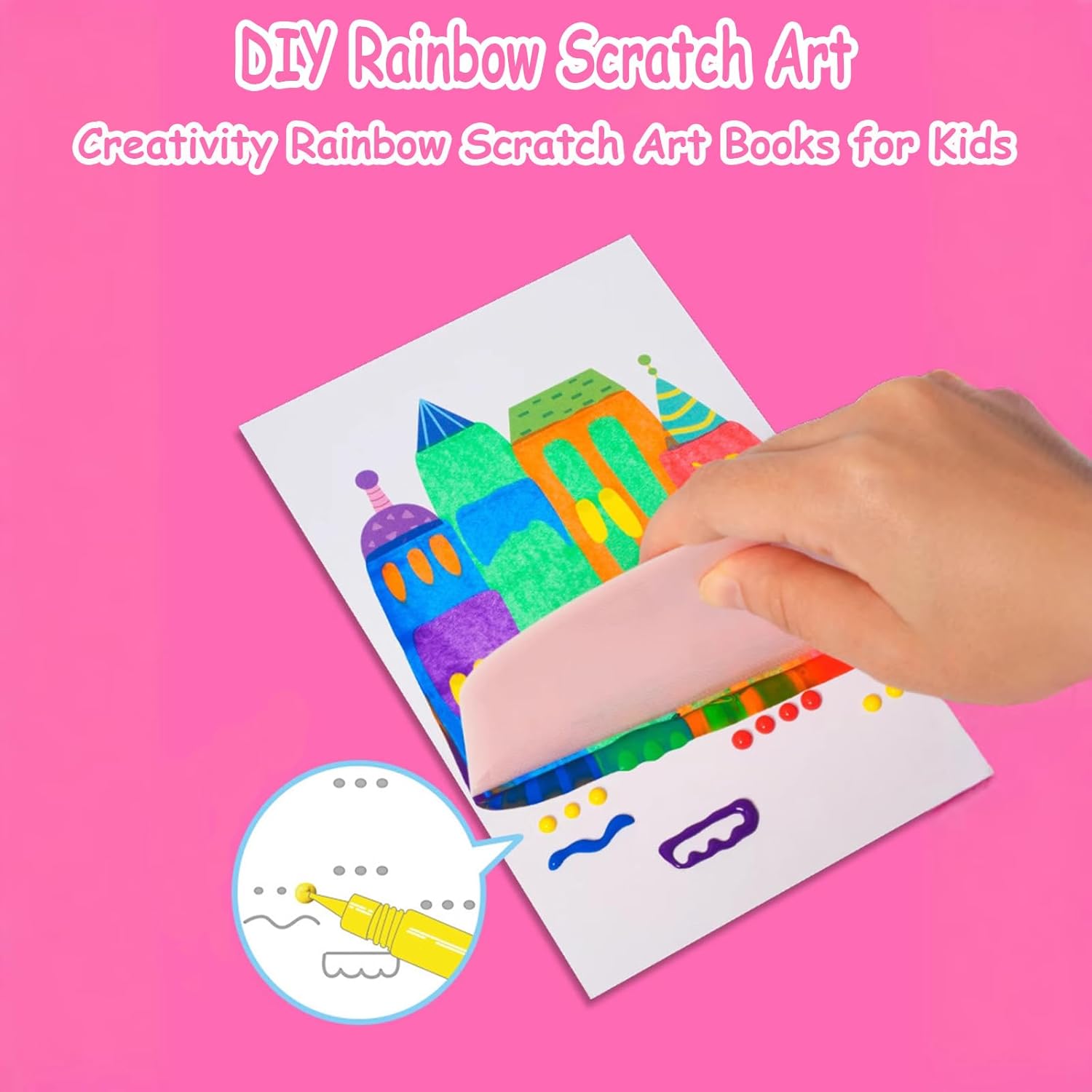 Art Set, Kids Scratch  - Fun Rainbow Painting & Dot Paper