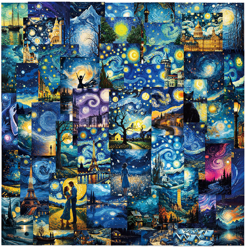 Oil Painting: Van Gogh Starry Sky Stickers - 10/30/50pcs Art Decals
