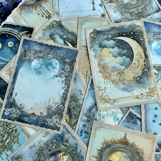 Lunar Starry Sky Scrapbooking Paper - 30 Sheets Retro Design