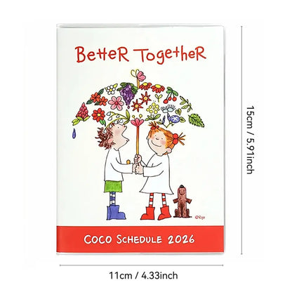 Cute Coco Girl 2026 Planner Book with Calendar Color Inner Page Agenda Book Cartoon DIY To Do List Notepad School Supplies