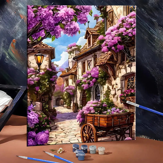 DIY Painting By Numbers: Flower House Canvas Art Kit