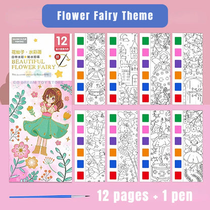 Watercolor Painting Book with Brush - Portable Art Fun
