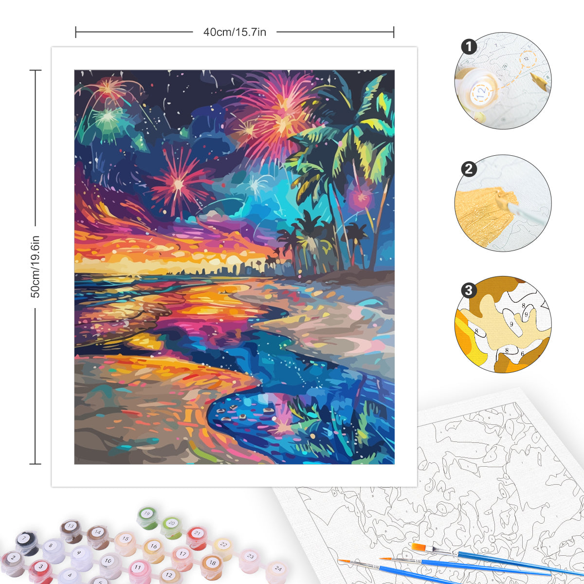 Paint By Numbers Kit 40x50cm - Beach Night Art for Adults