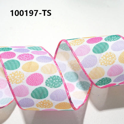 Easter Wired Edge Ribbon 63mm - 5 Yards for DIY Crafts