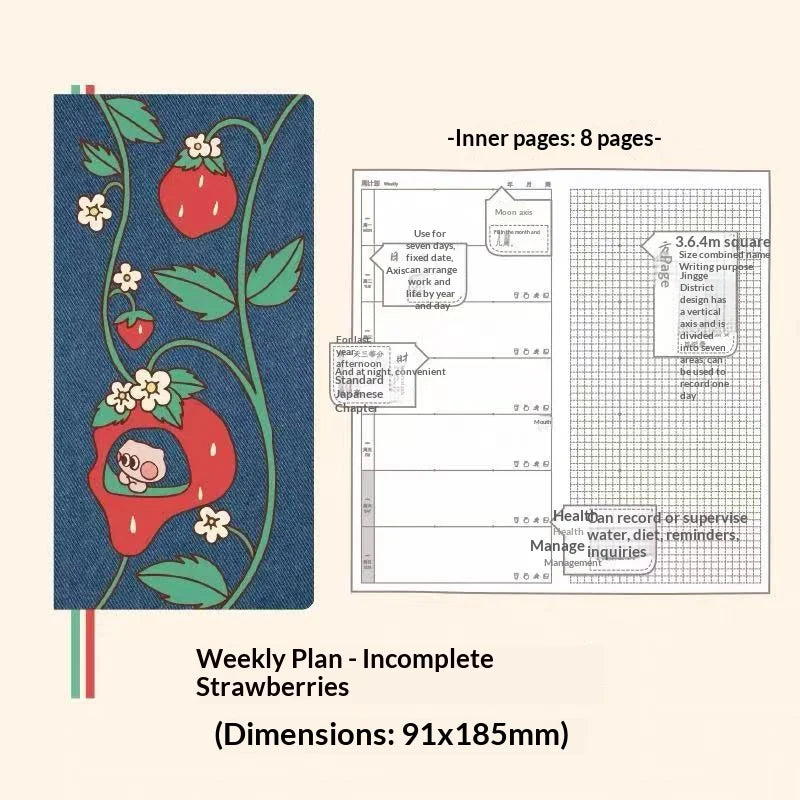 Kinbor Undated Weekly Planner Notebook, 2 Pages Per Week Illustrated Hardcover Journal with To-Do List, Portable Student Plan