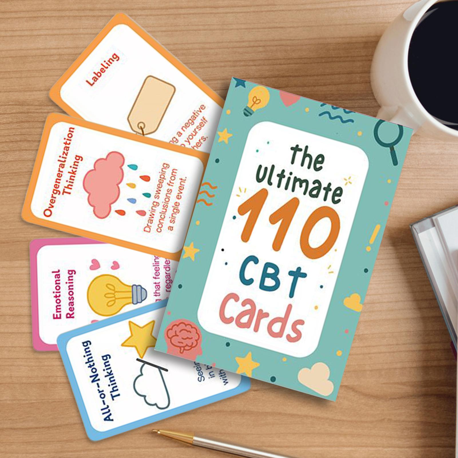 110pcs/set Cognitive Behavioral Therapy Cards CBT Flashcards Mindfulness Tools for Anxiety & Stress Relief, Adults Teens Therapy