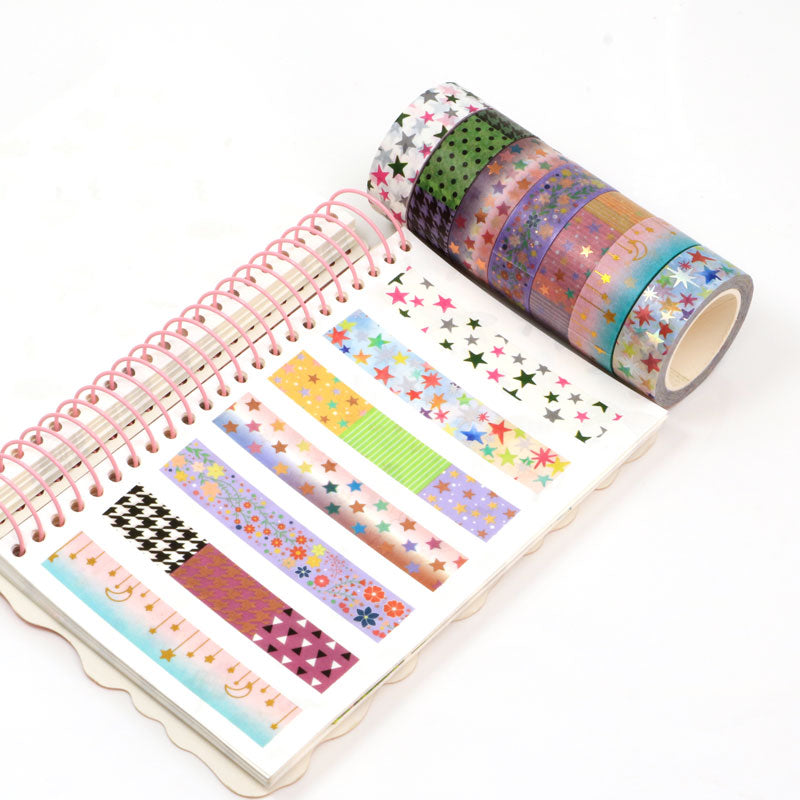 Silver Foil Rainbow Stars Washi Tape - 10M for Scrapbooking
