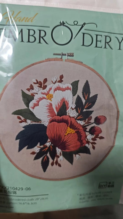 Embroidery Kit: Beginner Cross Stitch Flower Set