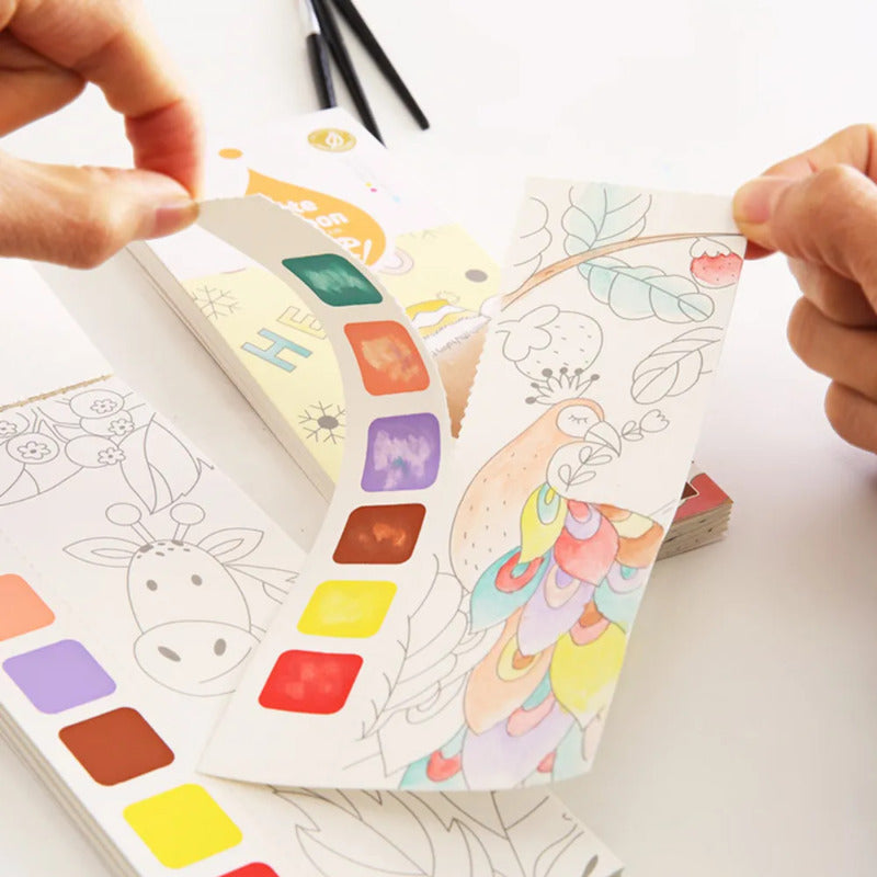 Watercolor Painting Book with Brush - Portable Art Fun